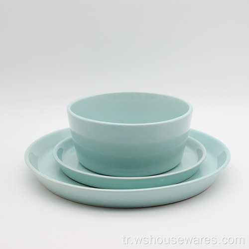 Yeni stil sofra takımı porselen retro renk sırlı çanak restoran ev tabakları set yemek seramik yemek seti